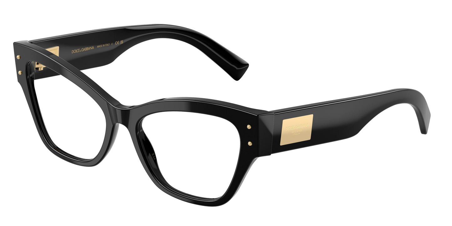 DOLCE & GABBANA DG3404 Butterfly Eyeglasses 501-Black 54-140-17 - Color Map Black