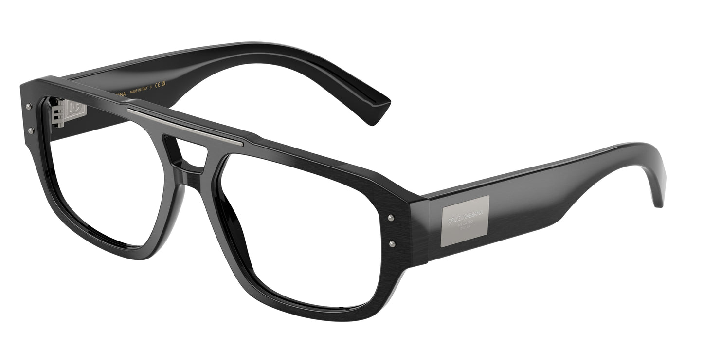 DOLCE & GABBANA DG3406 Pilot Eyeglasses 2820-Brushed Black 56-140-17 - Color Map Black