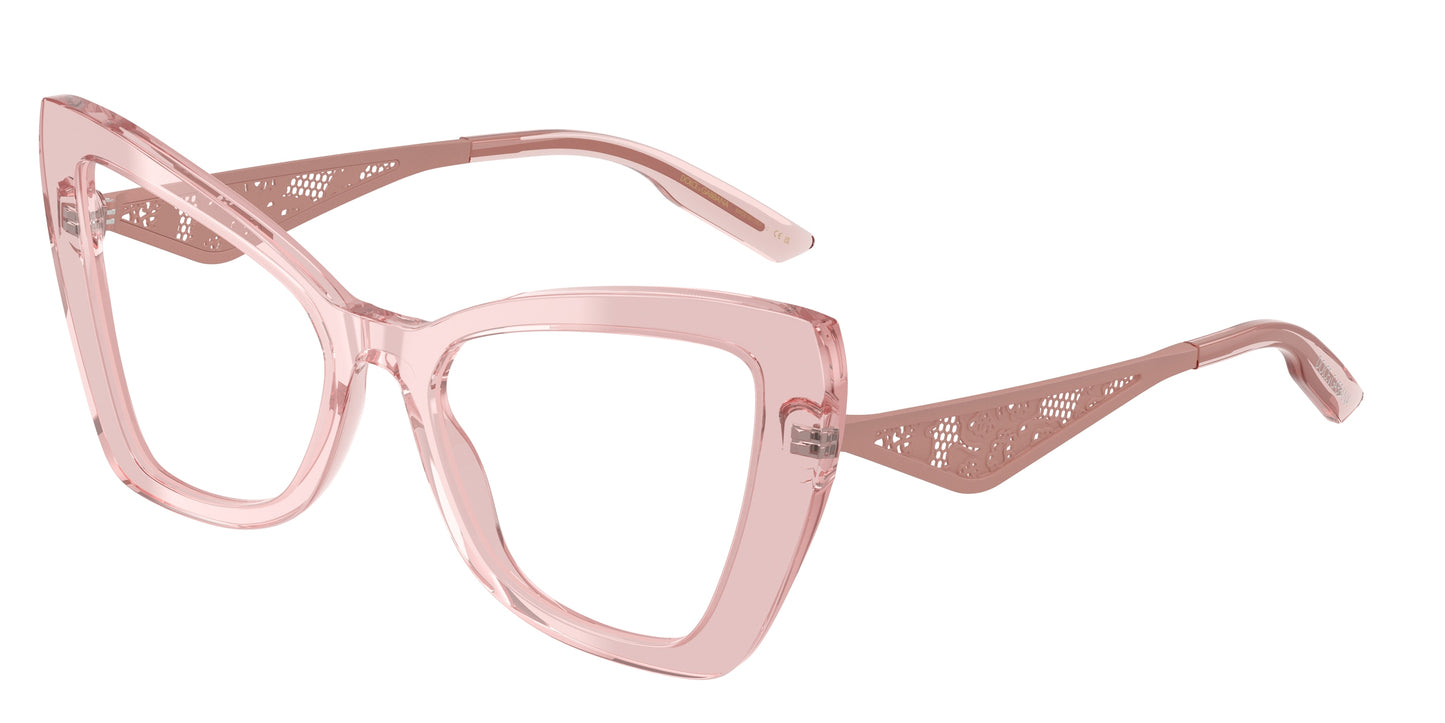 DOLCE & GABBANA DG3409 Cat Eye Eyeglasses 3226-Transparent Powder Pink 53-145-18 - Color Map Pink