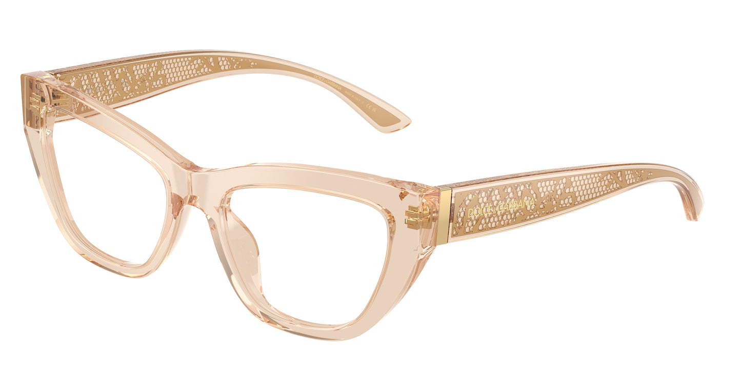 DOLCE & GABBANA DG3412 Cat Eye Eyeglasses 3432-Transparent Camel 53-145-18 - Color Map Brown