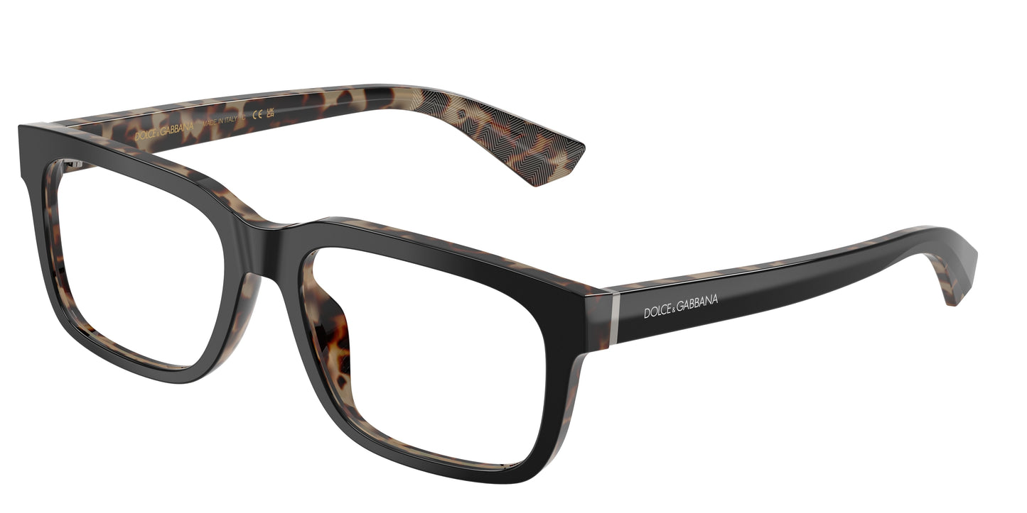 DOLCE & GABBANA DG3432 Rectangle Eyeglasses 3417-Black On Red Havana 56-145-18 - Color Map Black
