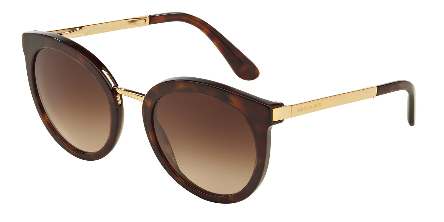 DOLCE & GABBANA DG4268 Round Sunglasses 502/13-Havana 52-140-22 - Color Map Tortoise