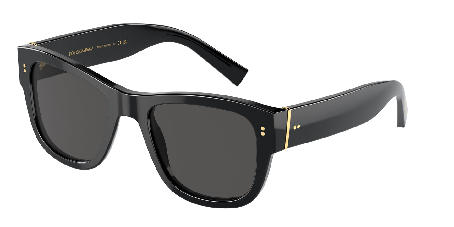 DOLCE & GABBANA DG4338 Square Sunglasses 501/87-Black 52-140-20 - Color Map Black