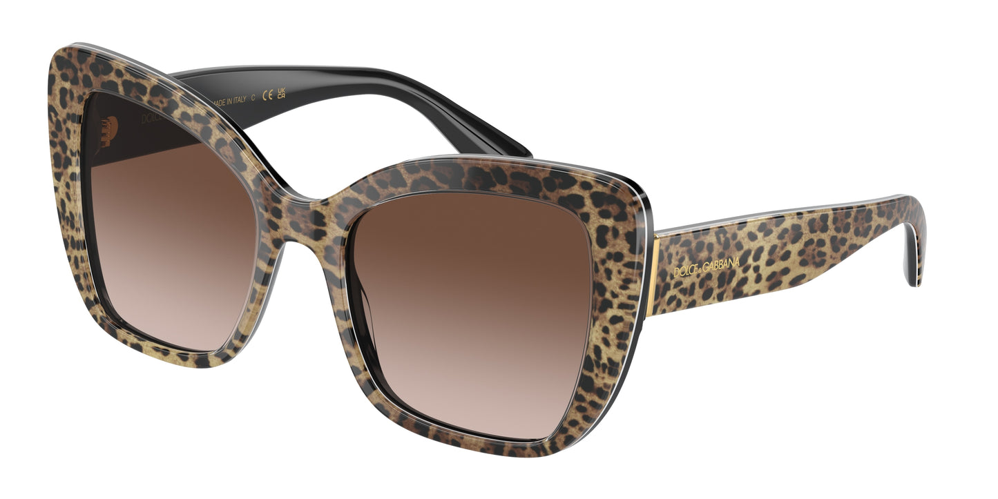 DOLCE & GABBANA DG4348 Butterfly Sunglasses 316313-Leo Brown On Black 54-140-20 - Color Map Brown