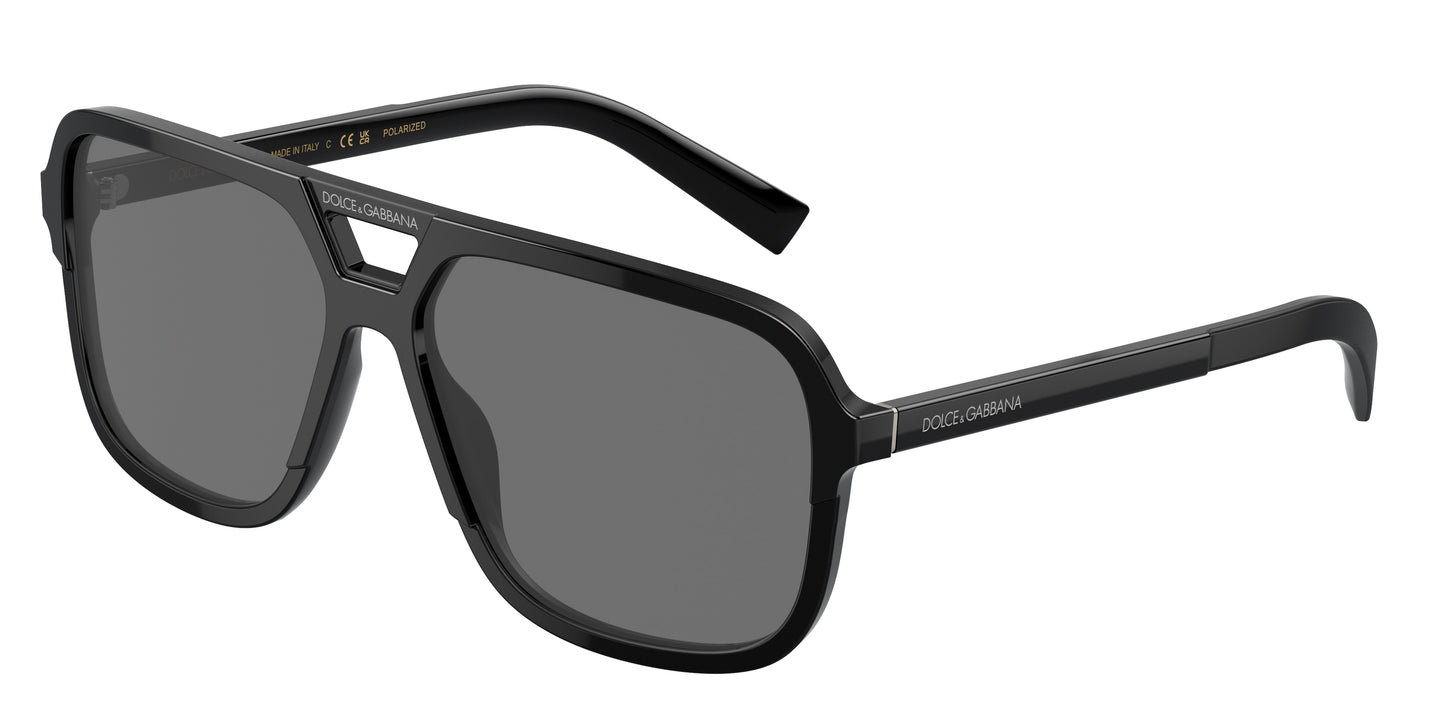 DOLCE & GABBANA DG4354 Square Sunglasses 193481-Black 61-145-15 - Color Map Black