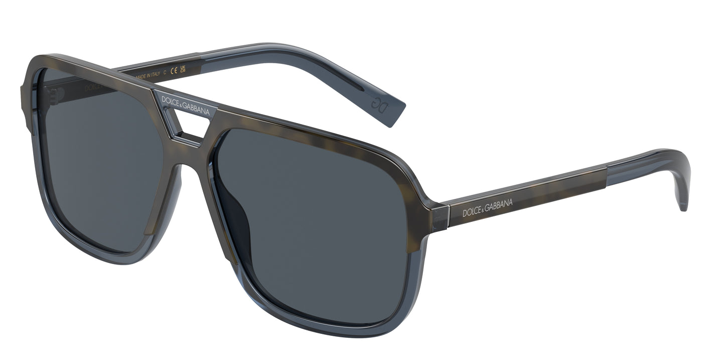 DOLCE & GABBANA DG4354 Square Sunglasses 320980-Havana Transparent Blue 58-145-15 - Color Map Blue