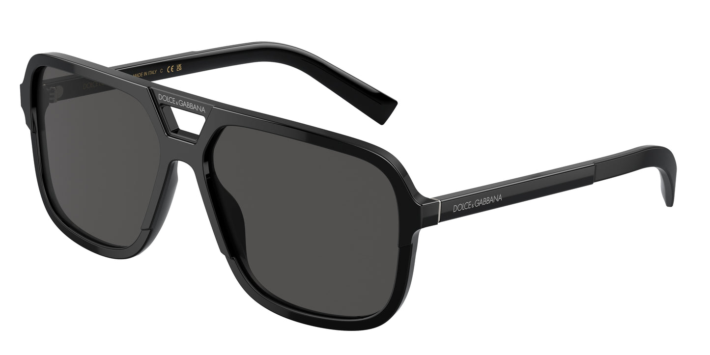 DOLCE & GABBANA DG4354 Square Sunglasses 501/87-Black 58-145-15 - Color Map Black