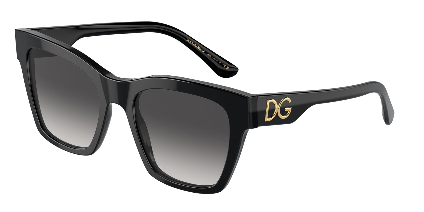 DOLCE & GABBANA DG4384 Square Sunglasses 501/8G-Black 53-145-20 - Color Map Black