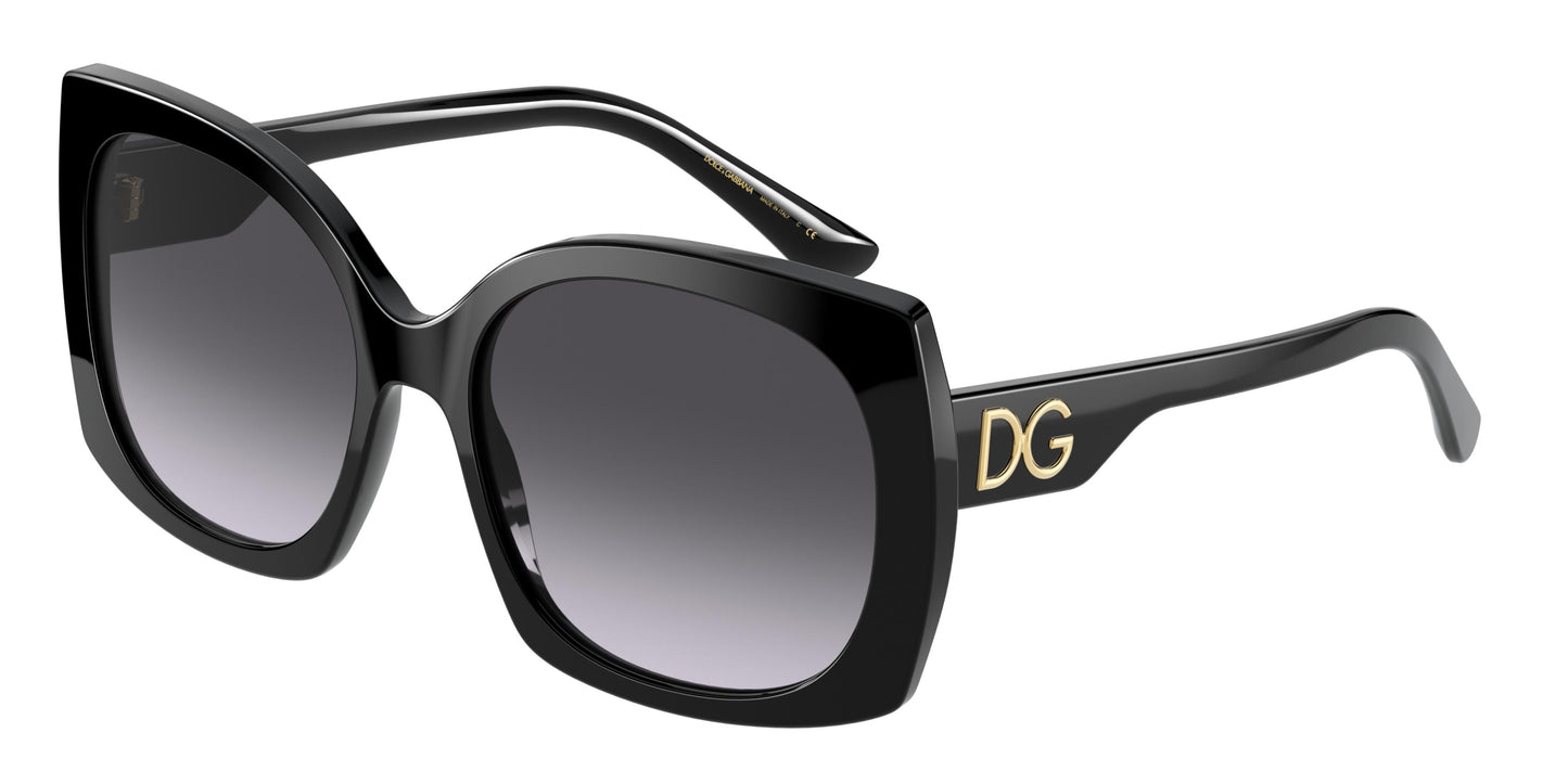 DOLCE & GABBANA DG4385 Square Sunglasses 501/8G-Black 58-145-18 - Color Map Black