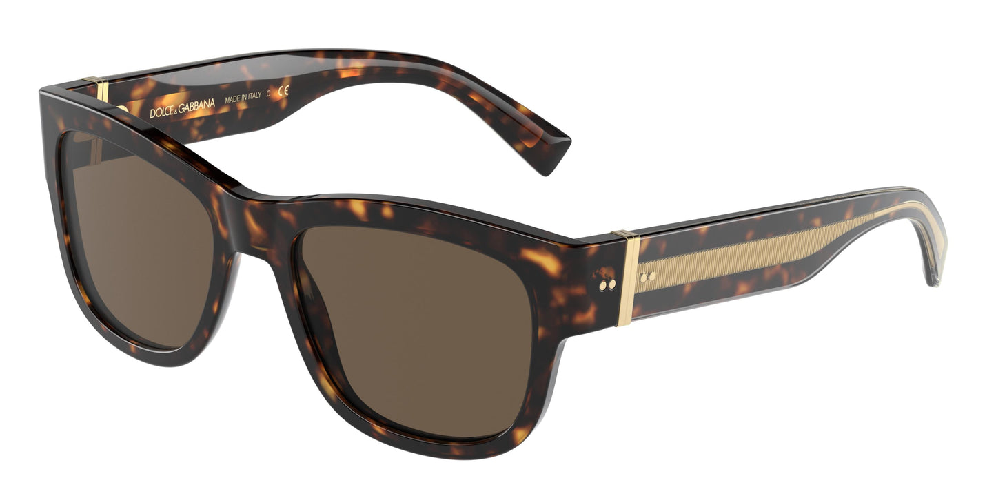 DOLCE & GABBANA DG4390F Square Sunglasses 502/73-Havana 54-140-19 - Color Map Tortoise