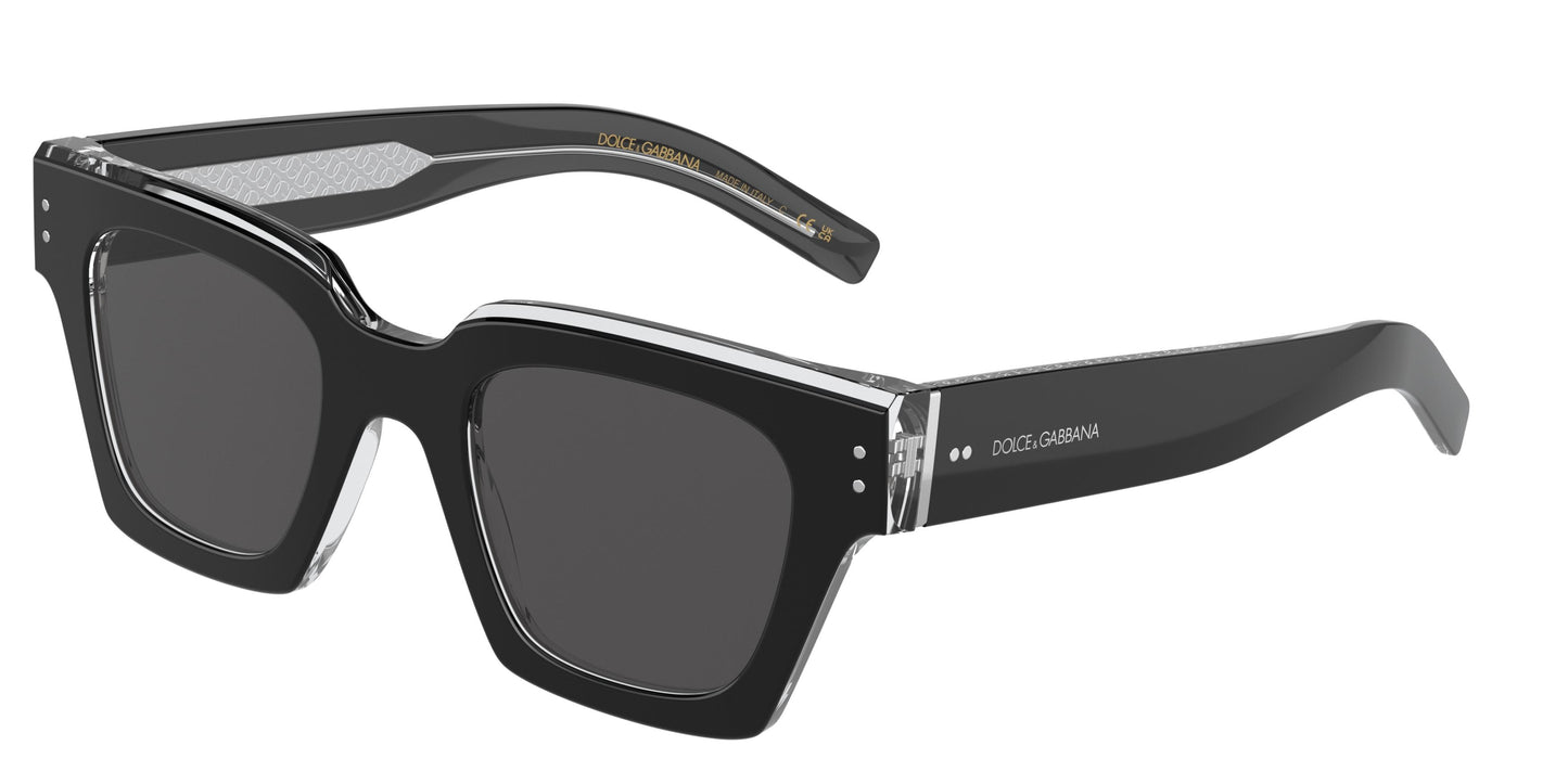 DOLCE & GABBANA DG4413 Square Sunglasses 675/R5-Black/Crystal 48-145-23 - Color Map Black