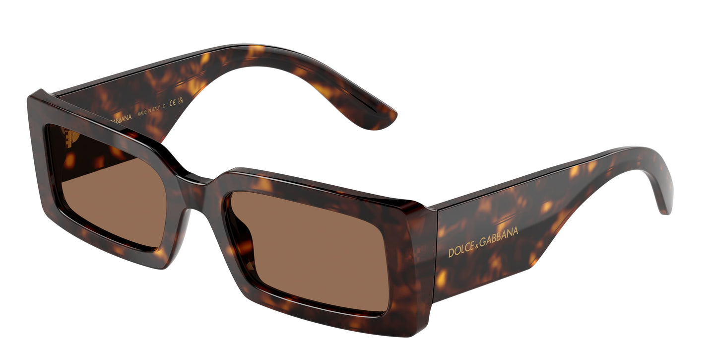 DOLCE & GABBANA DG4416 Rectangle Sunglasses 193573-Havana 53-140-20 - Color Map Tortoise
