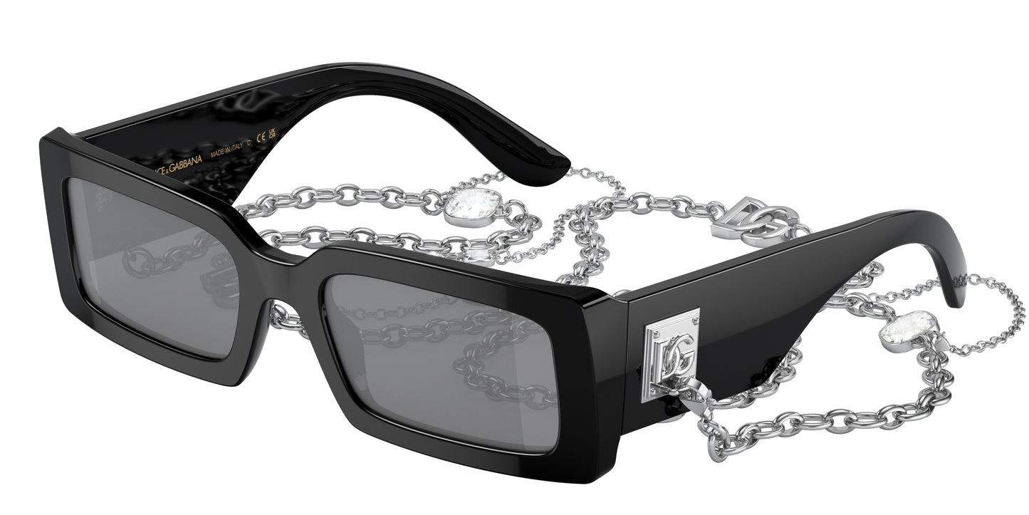 DOLCE & GABBANA DG4416 Rectangle Sunglasses 501/6G-Black 53-140-20 - Color Map Black