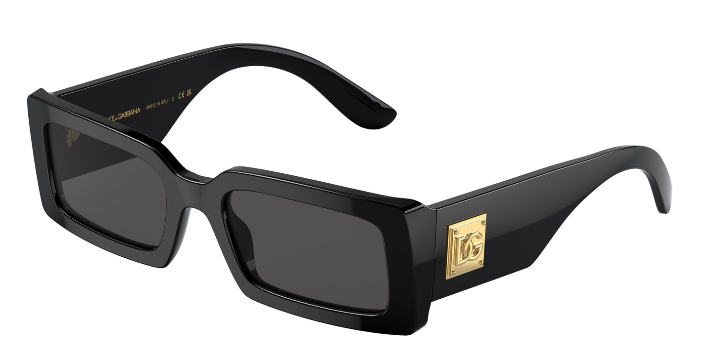 DOLCE & GABBANA DG4416 Rectangle Sunglasses 501/87-Black 53-140-20 - Color Map Black