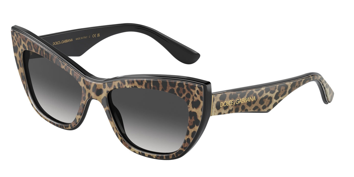 DOLCE & GABBANA DG4417 Cat Eye Sunglasses 31638G-Leo Brown/Black 54-145-17 - Color Map Black