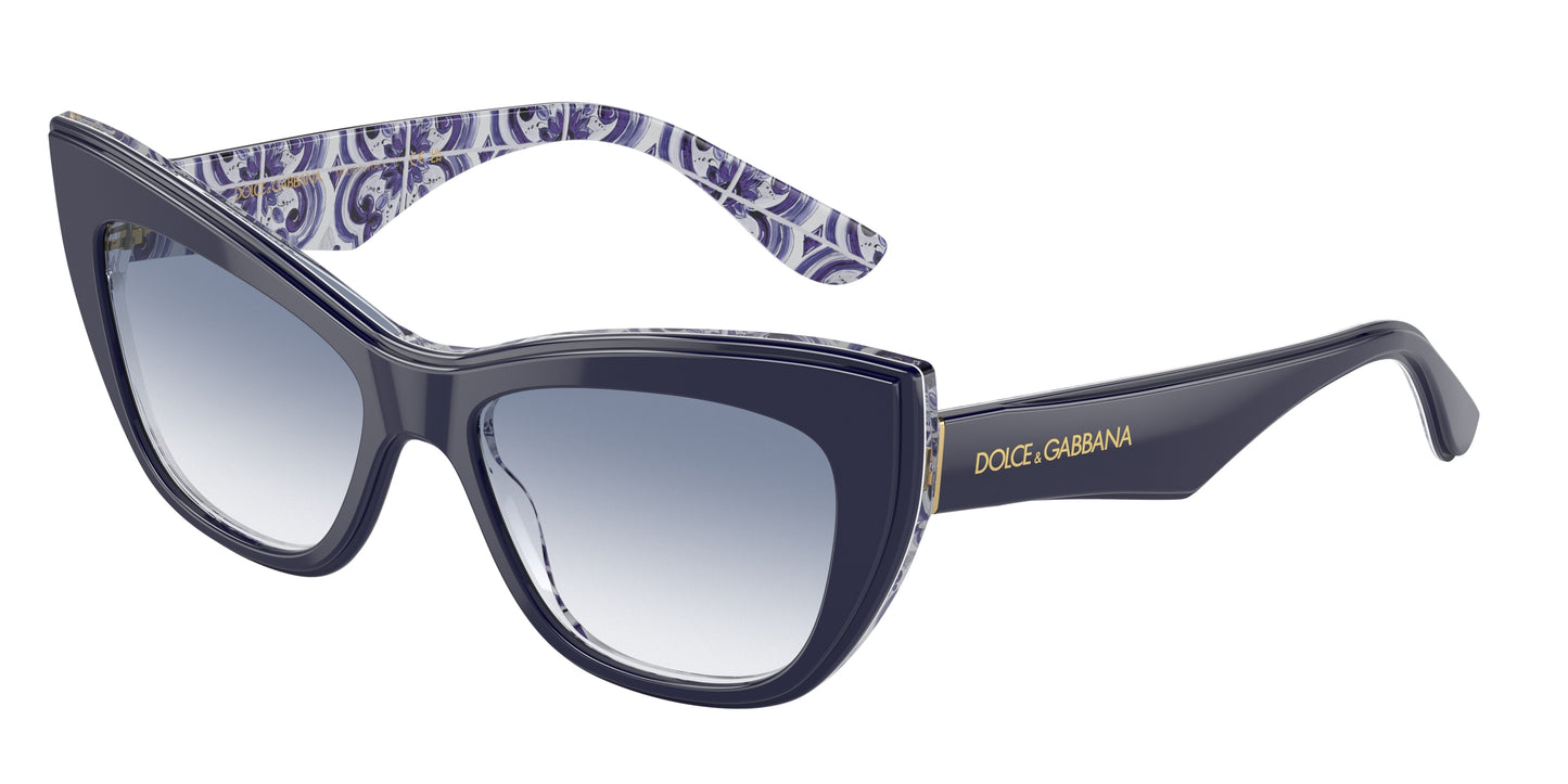 DOLCE & GABBANA DG4417 Cat Eye Sunglasses 341419-Blue On Blue Maiolica 54-145-17 - Color Map Blue