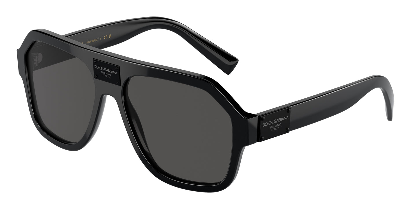 DOLCE & GABBANA DG4433 Pilot Sunglasses 501/87-Black 58-145-16 - Color Map Black