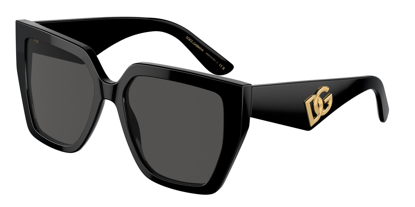 DOLCE & GABBANA DG4438F Square Sunglasses 501/87-Black 55-145-17 - Color Map Black