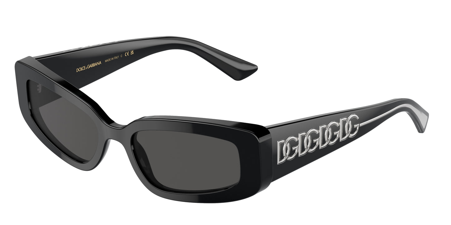 DOLCE & GABBANA DG4445 Cat Eye Sunglasses 501/87-Black 54-145-18 - Color Map Black