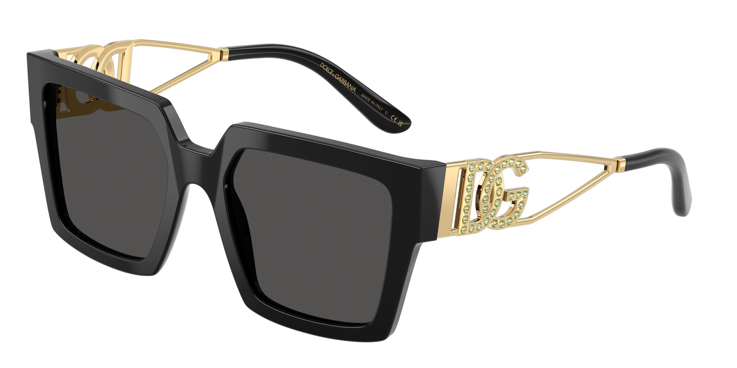 DOLCE & GABBANA DG4446B Square Sunglasses 335587-Black 53-145-19 - Color Map Black