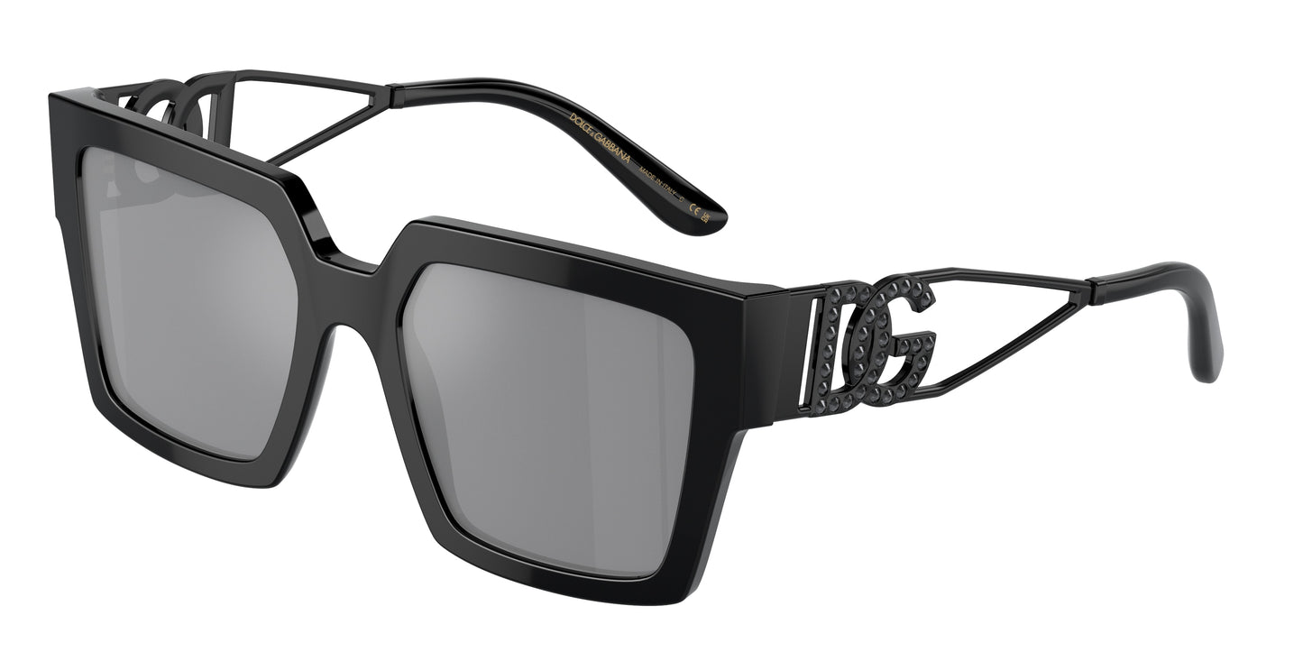 DOLCE & GABBANA DG4446B Square Sunglasses 501/6G-Black 53-145-19 - Color Map Black