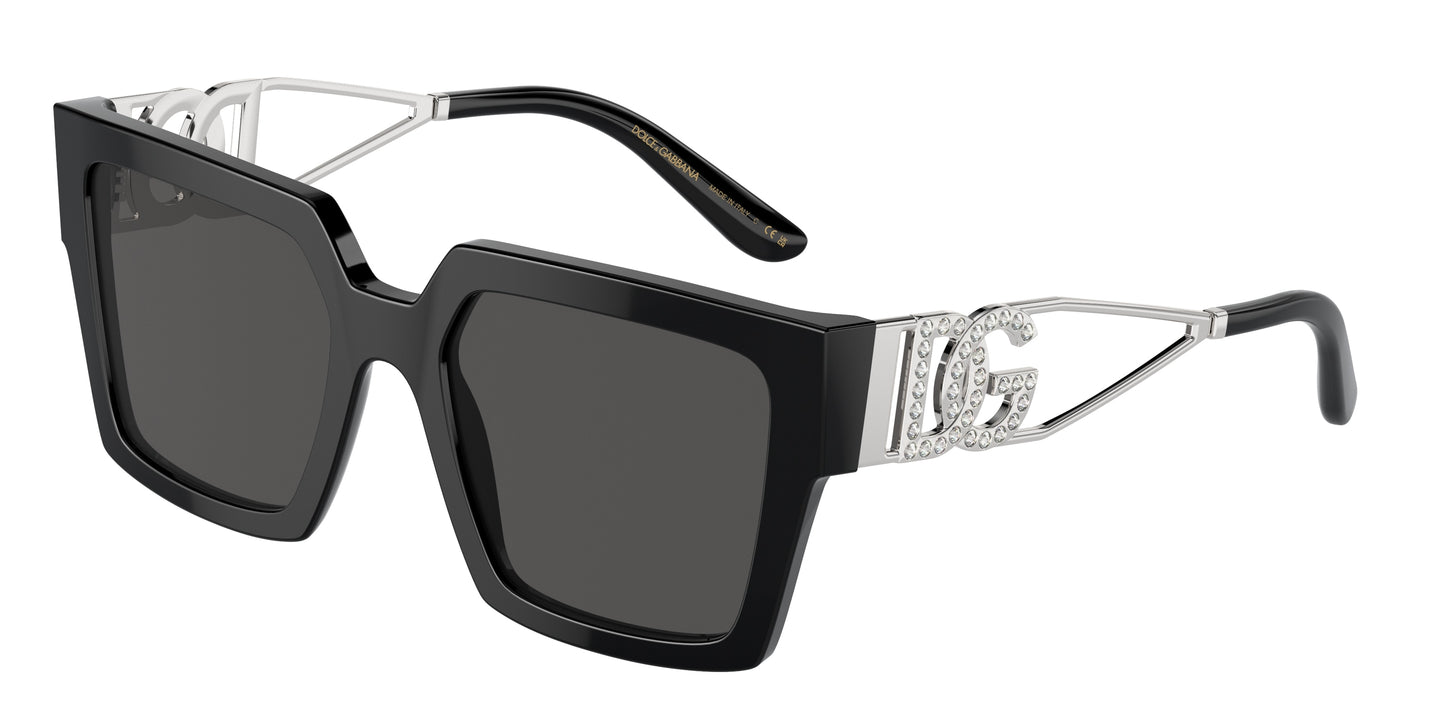 DOLCE & GABBANA DG4446B Square Sunglasses 501/87-Black 53-145-19 - Color Map Black