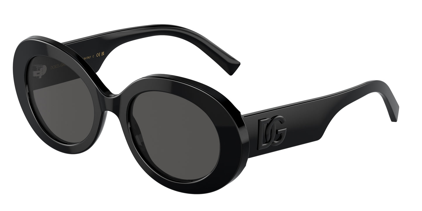 DOLCE & GABBANA DG4448 Oval Sunglasses 501/87-Black 51-145-20 - Color Map Black