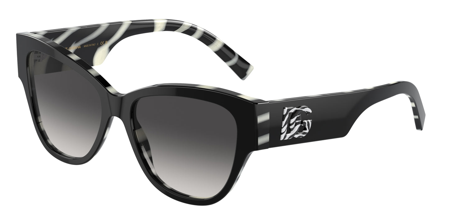 DOLCE & GABBANA DG4449 Butterfly Sunglasses 3372/P-Black On Zebra 54-145-16 - Color Map Black