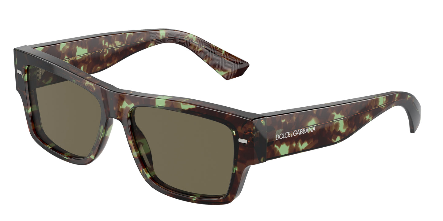 DOLCE & GABBANA DG4451 Rectangle Sunglasses 3432/3-Havana Green 55-145-15 - Color Map Brown