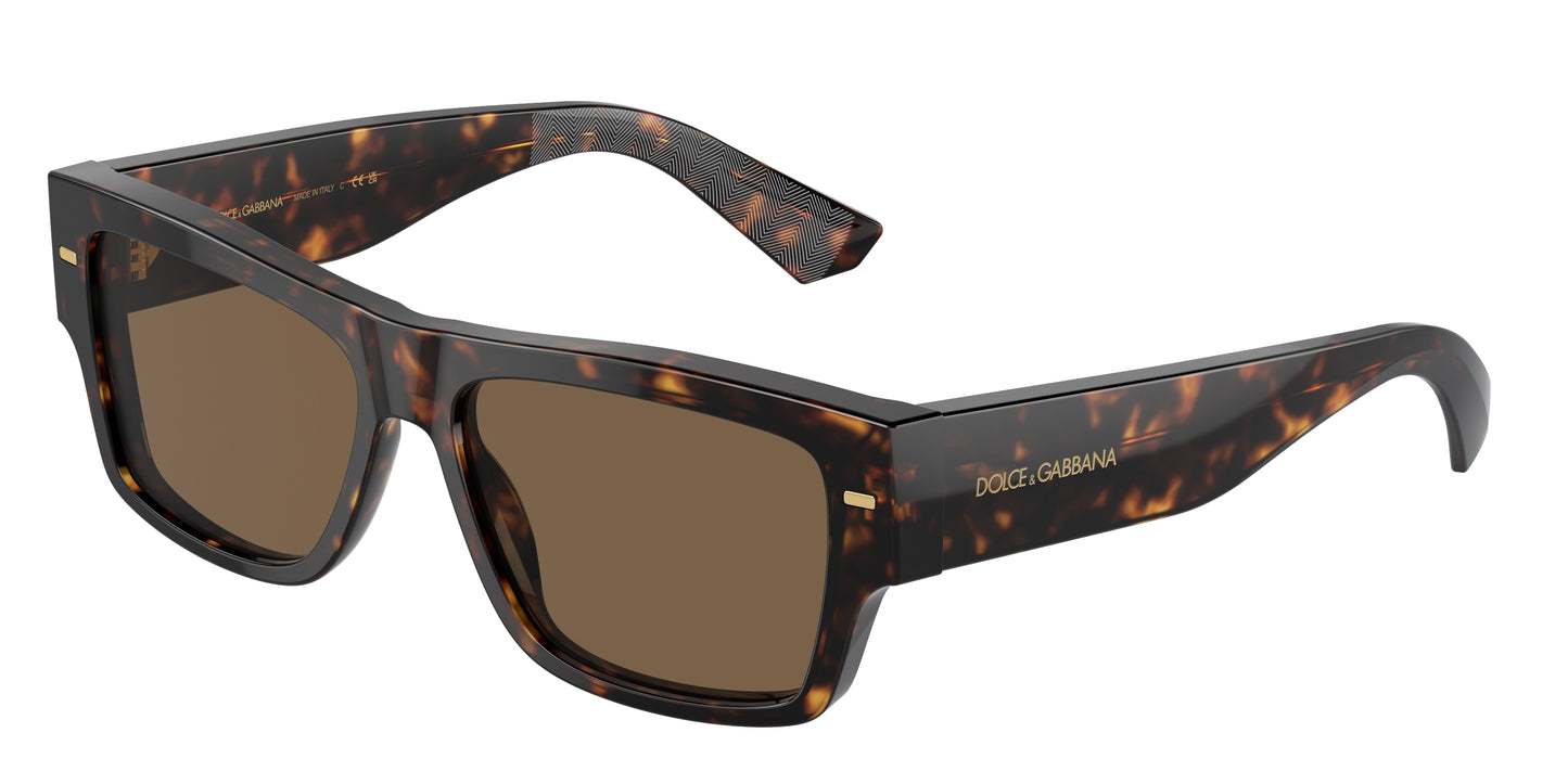 DOLCE & GABBANA DG4451 Rectangle Sunglasses 502/73-Havana 57-145-15 - Color Map Tortoise