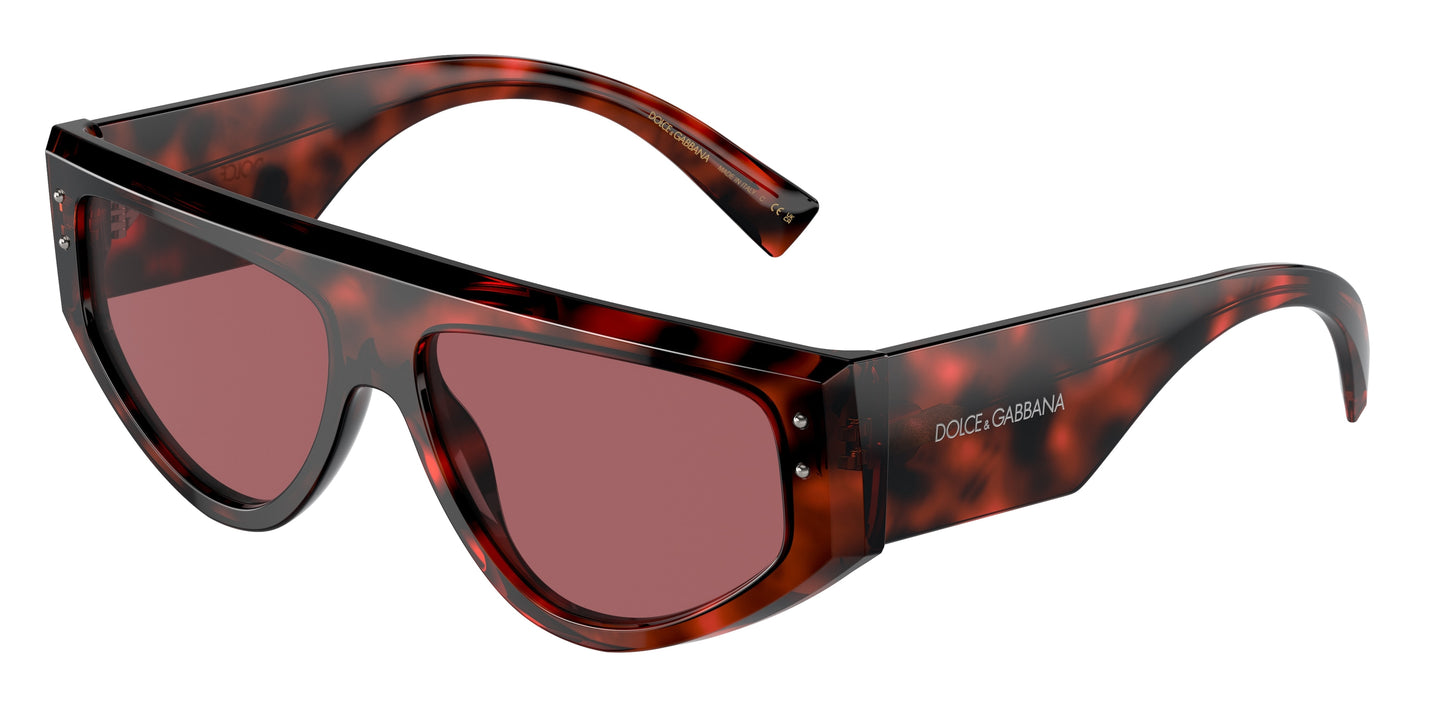 DOLCE & GABBANA DG4461 Rectangle Sunglasses 335869-Havana Red 57-145-15 - Color Map Red