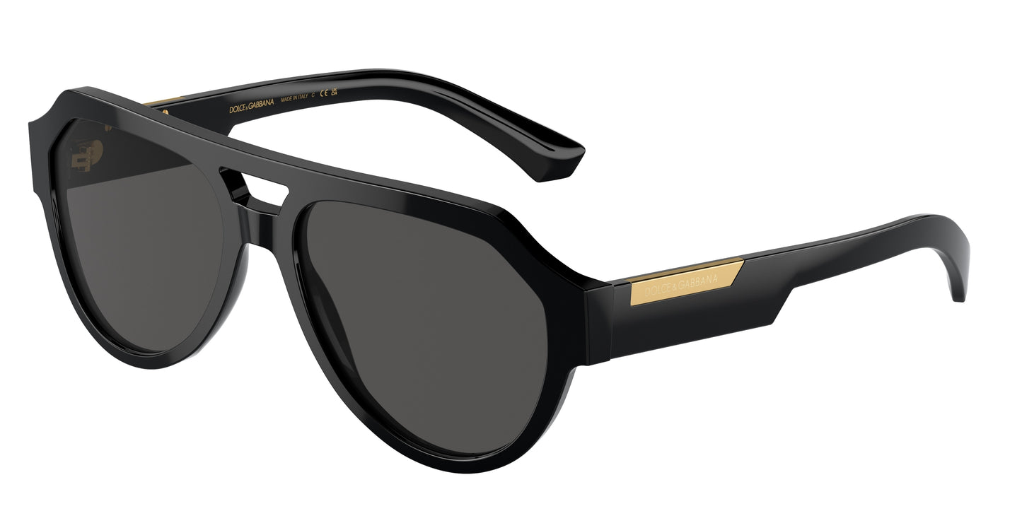 DOLCE & GABBANA DG4466 Square Sunglasses 501/87-Black 56-145-17 - Color Map Black