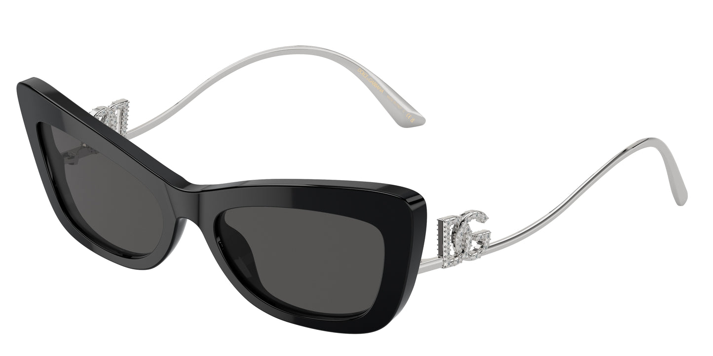 DOLCE & GABBANA DG4467B Cat Eye Sunglasses 501/87-Black 55-145-18 - Color Map Black