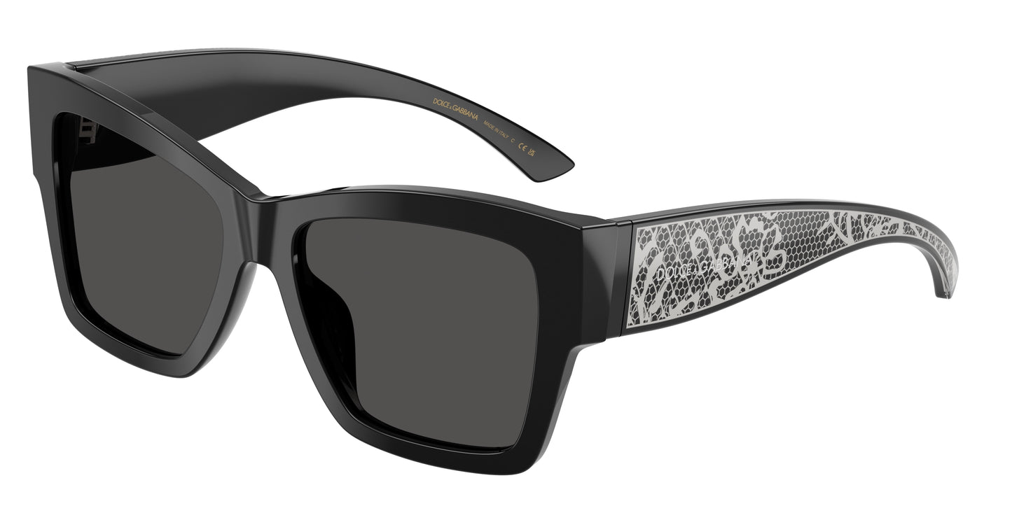 DOLCE & GABBANA DG4493 Square Sunglasses 501/87-Black 55-145-17 - Color Map Black