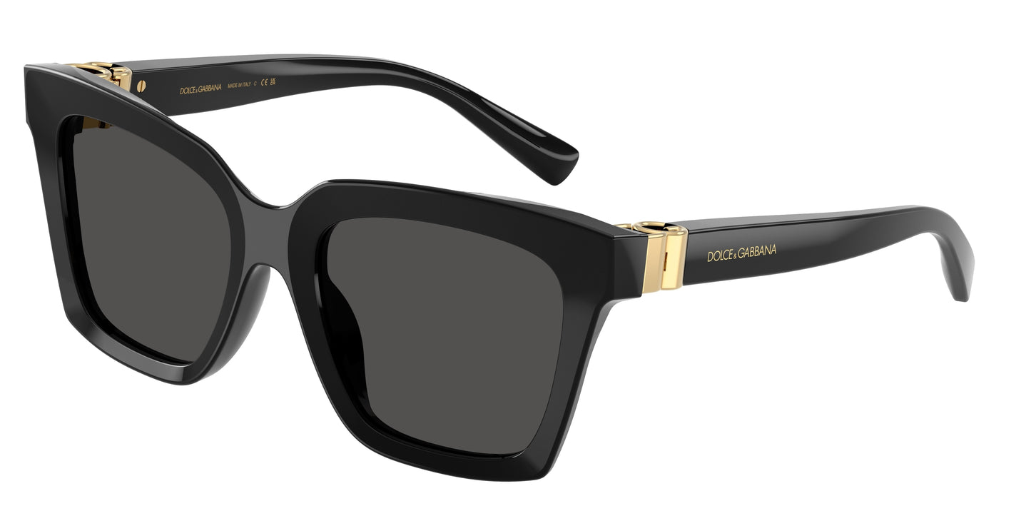 DOLCE & GABBANA DG4498 Square Sunglasses 501/87-Black 55-140-20 - Color Map Black