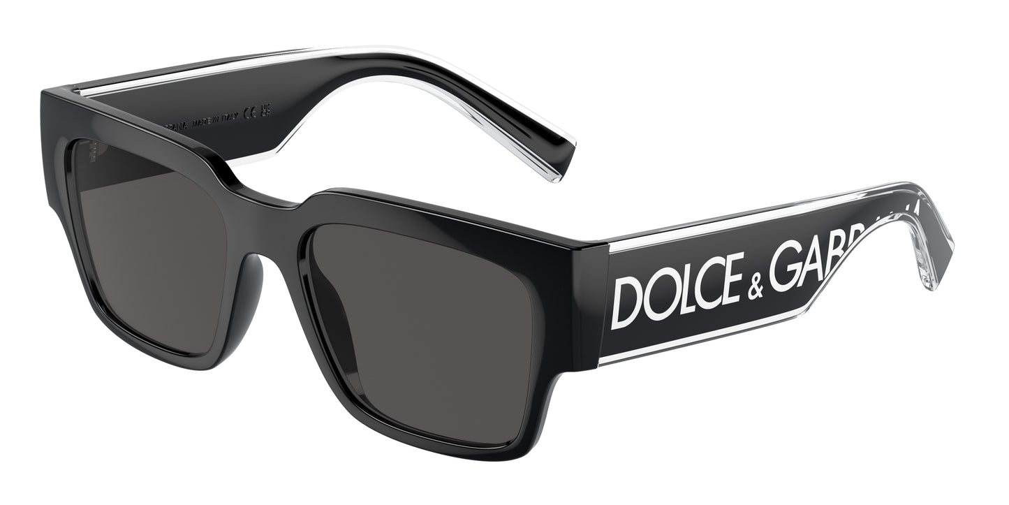 DOLCE & GABBANA DG6184 Square Sunglasses 501/87-Black 52-145-18 - Color Map Black