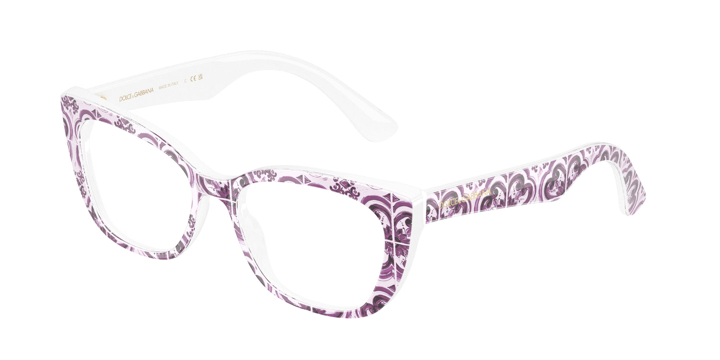 Dolce & Gabbana Kids DX3357 Cat Eye Eyeglasses 3459-Violet Maiolica 49-130-15 - Color Map Multicolor