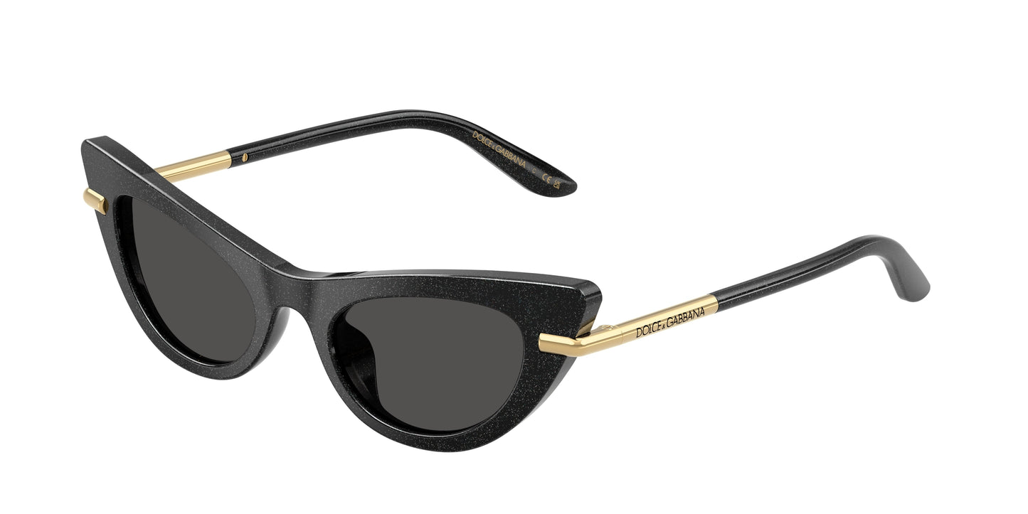 Dolce & Gabbana Kids DX4008 Cat Eye Sunglasses 324187-Glitter Black 44-130-18 - Color Map Black