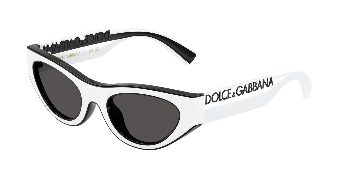 Dolce & Gabbana Kids DX6012 Cat Eye Sunglasses 346587-White/Black 47-130-19 - Color Map Black