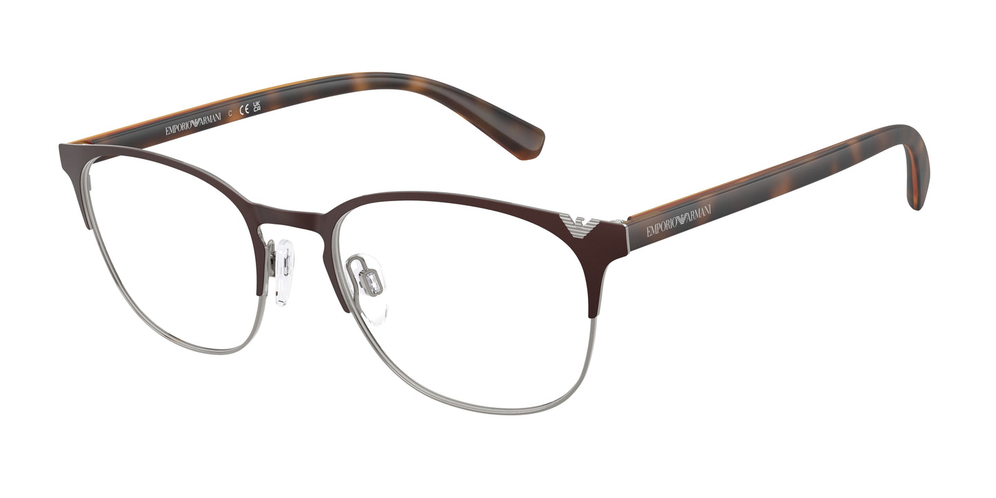Emporio Armani EA1059 Oval Eyeglasses 3179-Matte Brown & Gunmetal 53-145-19 - Color Map Brown