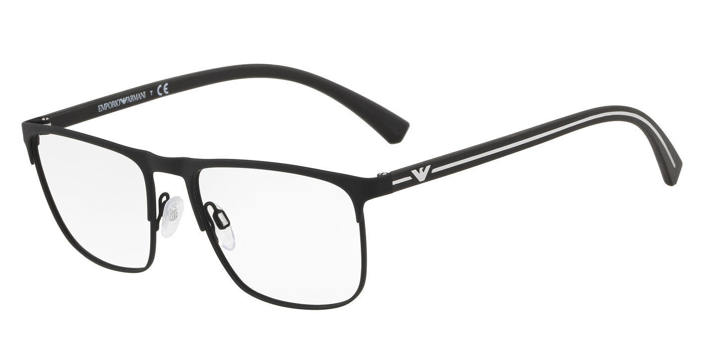 Emporio Armani EA1079 Rectangle Eyeglasses 3094-Rubber Black 55-140-18 - Color Map Black