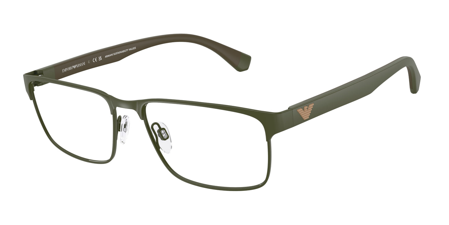 Emporio Armani EA1105 Rectangle Eyeglasses 3388-Matte Green 56-145-17 - Color Map Green