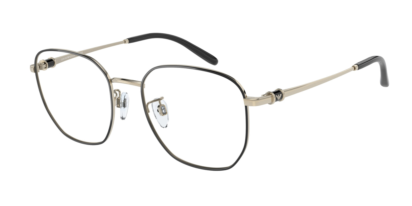 Emporio Armani EA1134D Square Eyeglasses 3082-Shiny Pale Gold/Black 53-140-19 - Color Map Gold