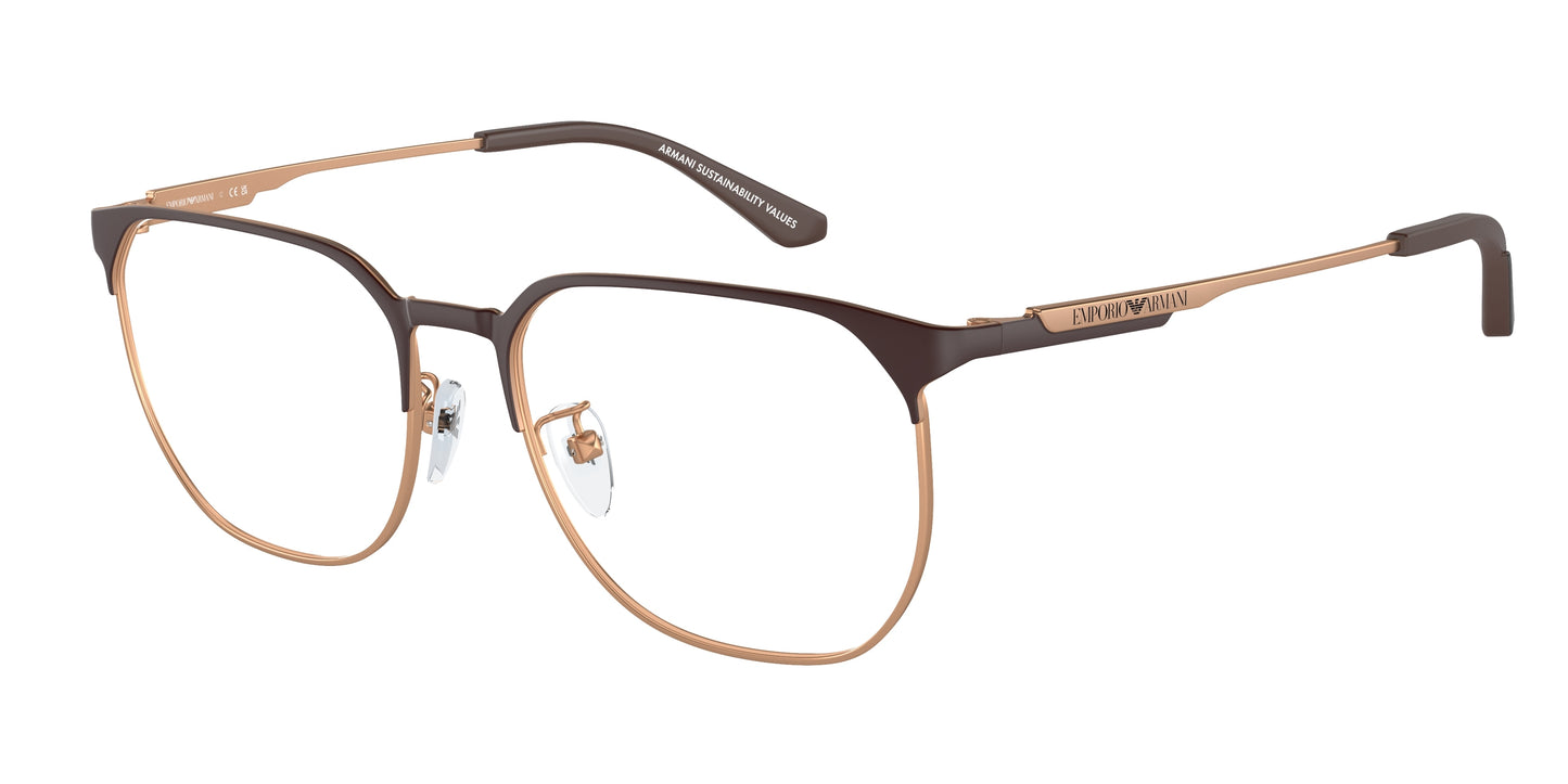 Emporio Armani EA1158D Phantos Eyeglasses 3201-Matte Brown/Rose Gold 54-145-17 - Color Map Brown