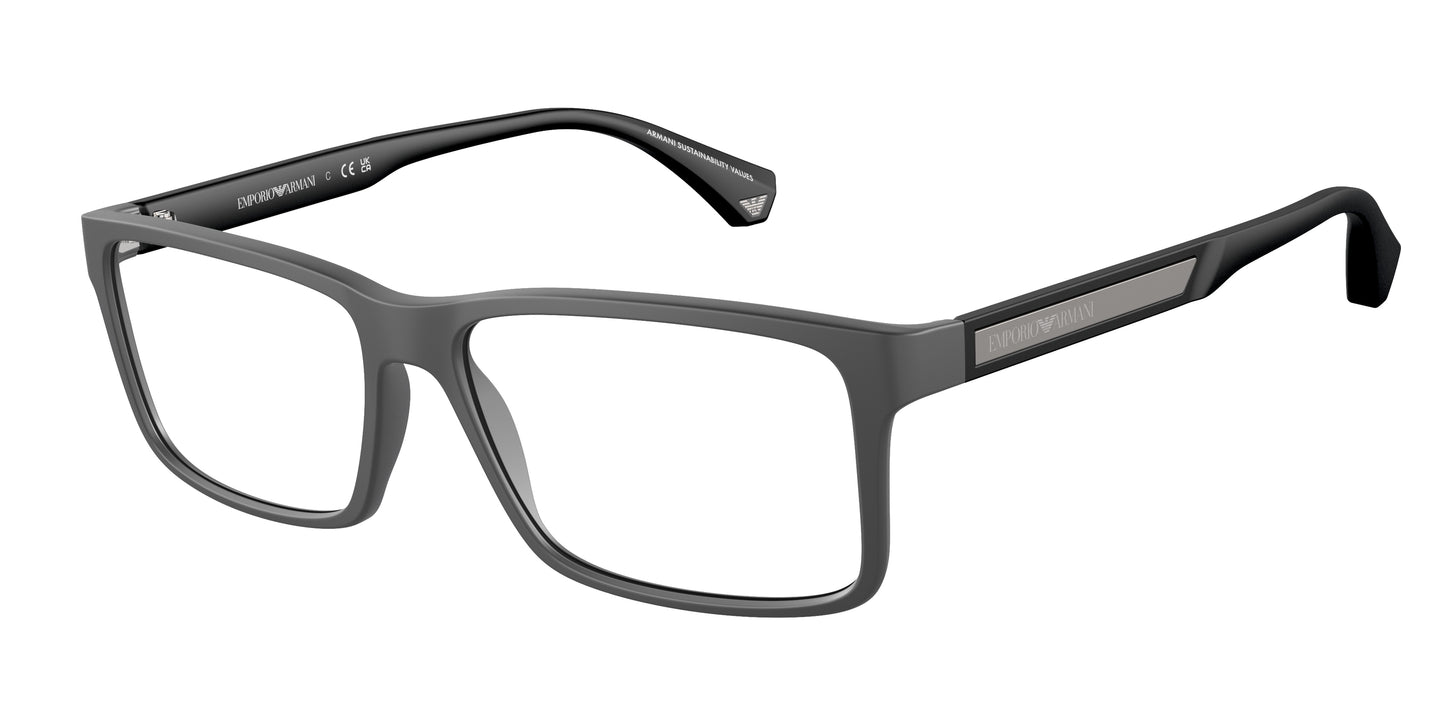 Emporio Armani EA3038 Rectangle Eyeglasses 5126-Matte Dark Grey 56-140-16 - Color Map Grey