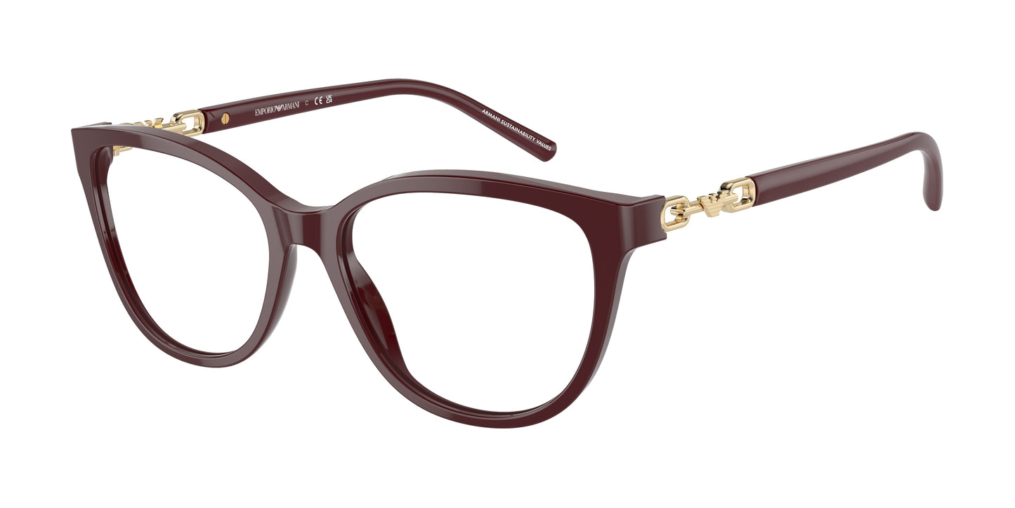 Emporio Armani EA3190 Pillow Eyeglasses 5576-Shiny Bordeaux 53-140-16 - Color Map Red
