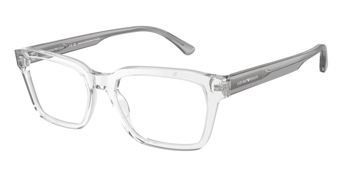 Emporio Armani EA3192 Rectangle Eyeglasses 5883-Shiny Crystal 55-145-18 - Color Map Transparent