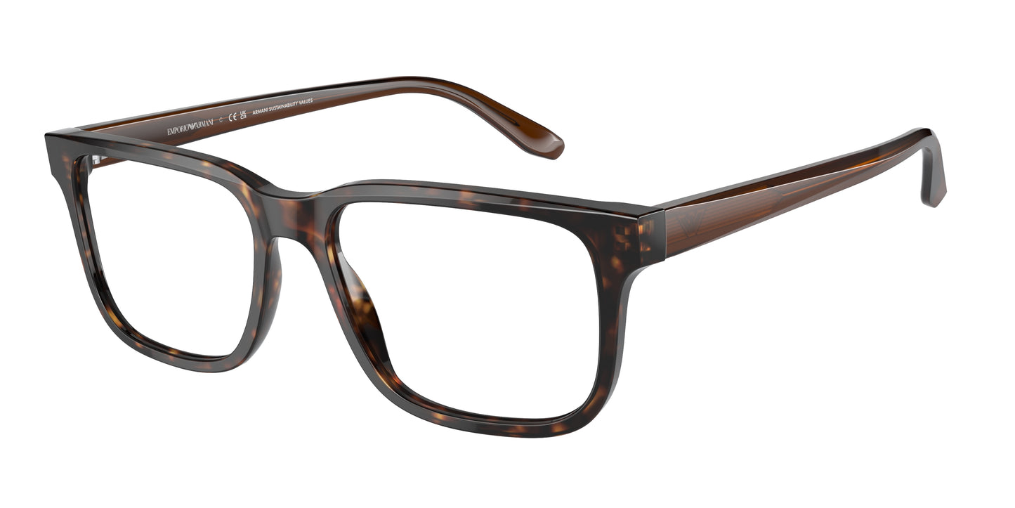 Emporio Armani EA3218 Rectangle Eyeglasses 5879-Havana 55-145-17 - Color Map Tortoise