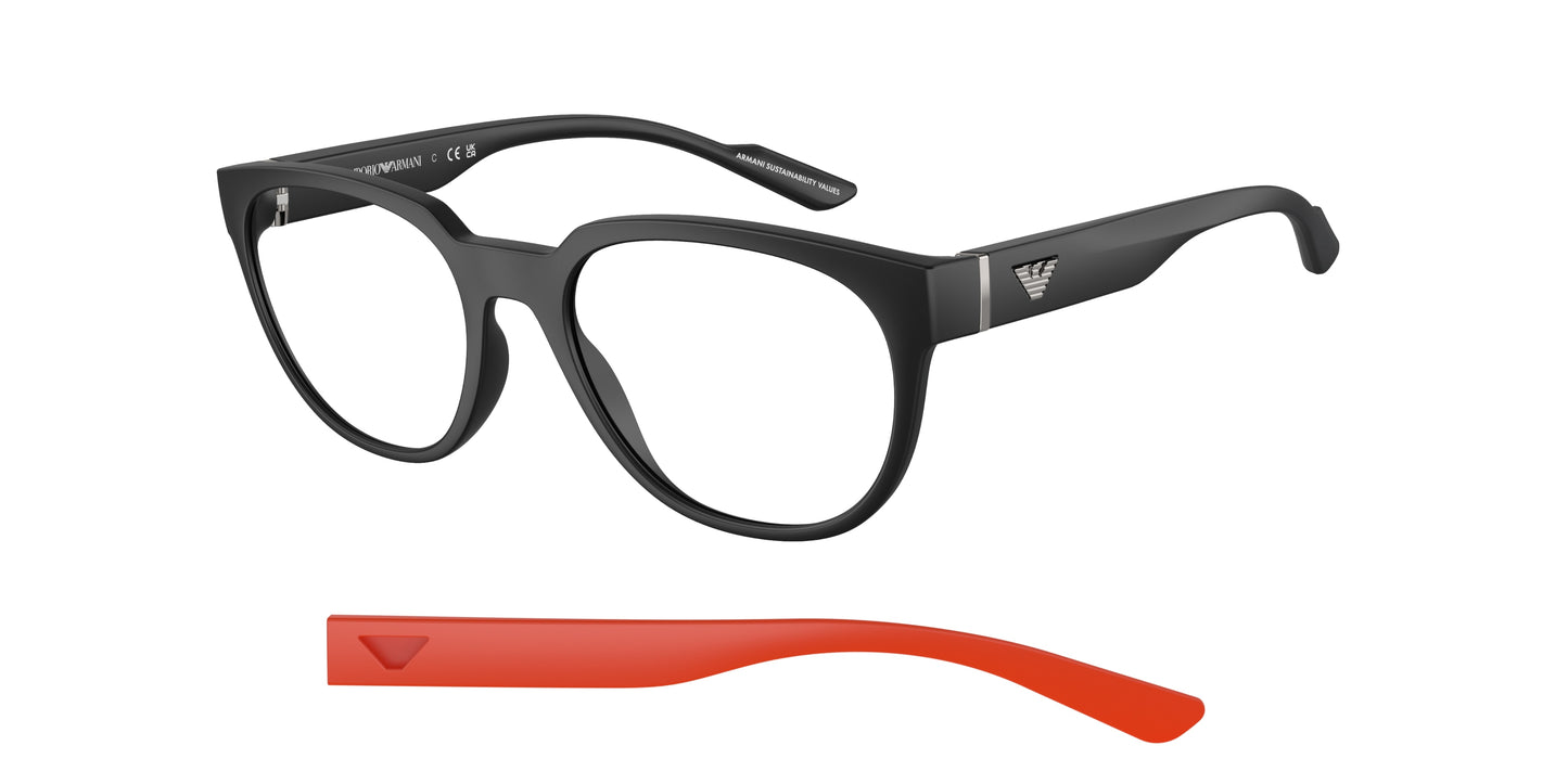 Emporio Armani EA3224 Phantos Eyeglasses 5001-Matte Black 54-145-19 - Color Map Black