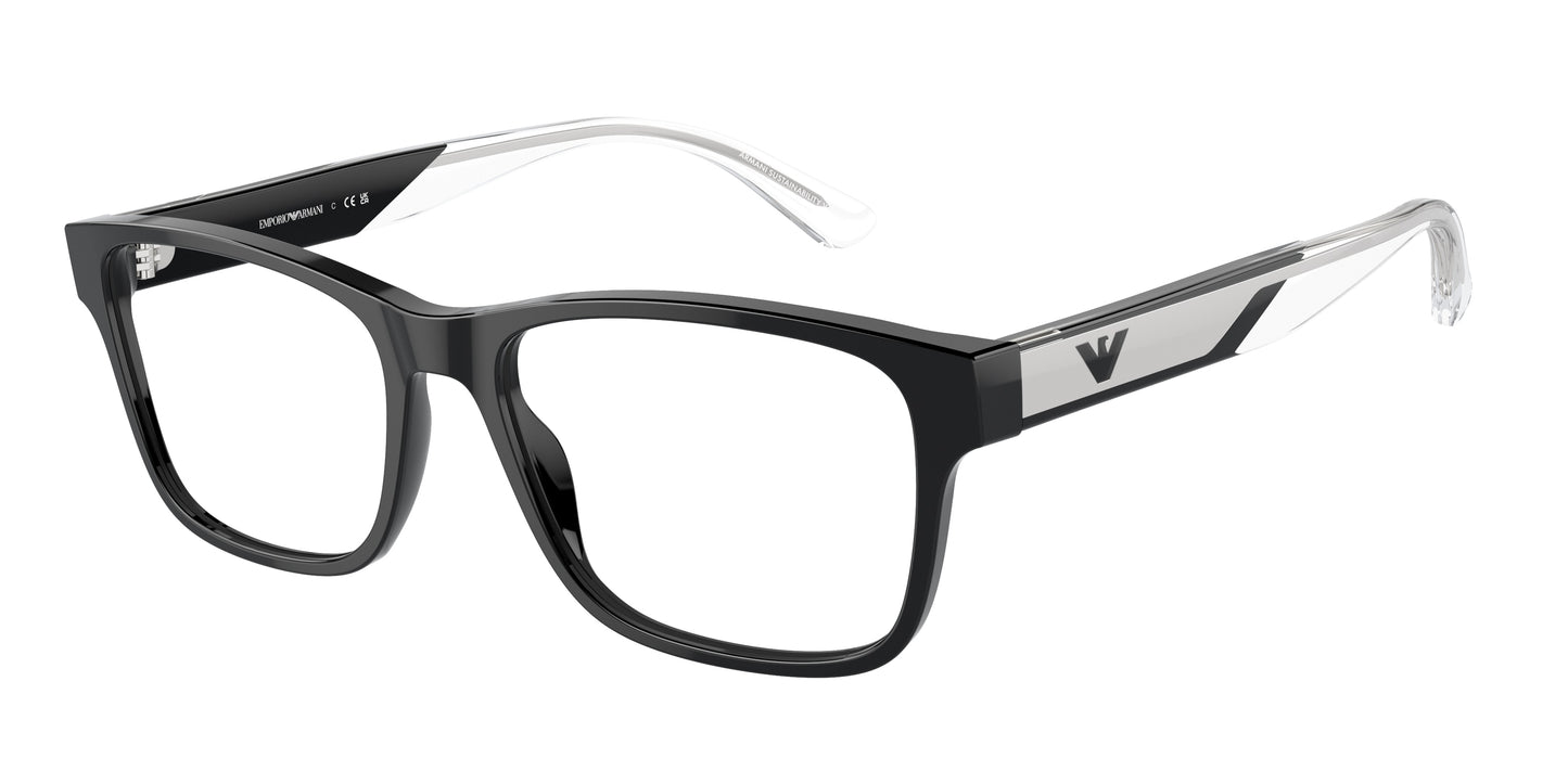 Emporio Armani EA3239F Rectangle Eyeglasses 5017-Black 55-145-17 - Color Map Black